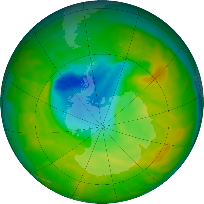 Antarctic ozone map for 12 November 2012